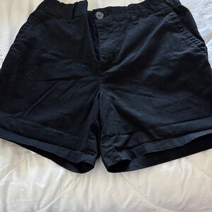Old Navy Black Cotton Bermuda Shorts with Button Waist